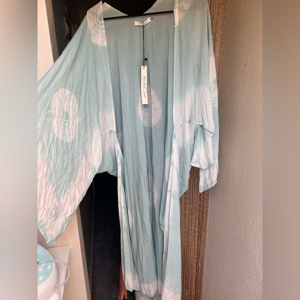 Tie Dye Blue Kimono Robe